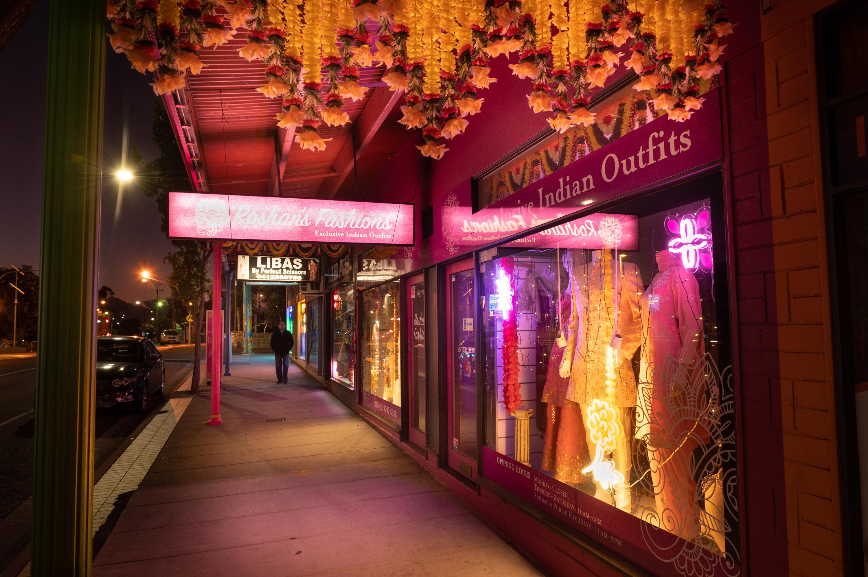 Little India shopping strip light activation