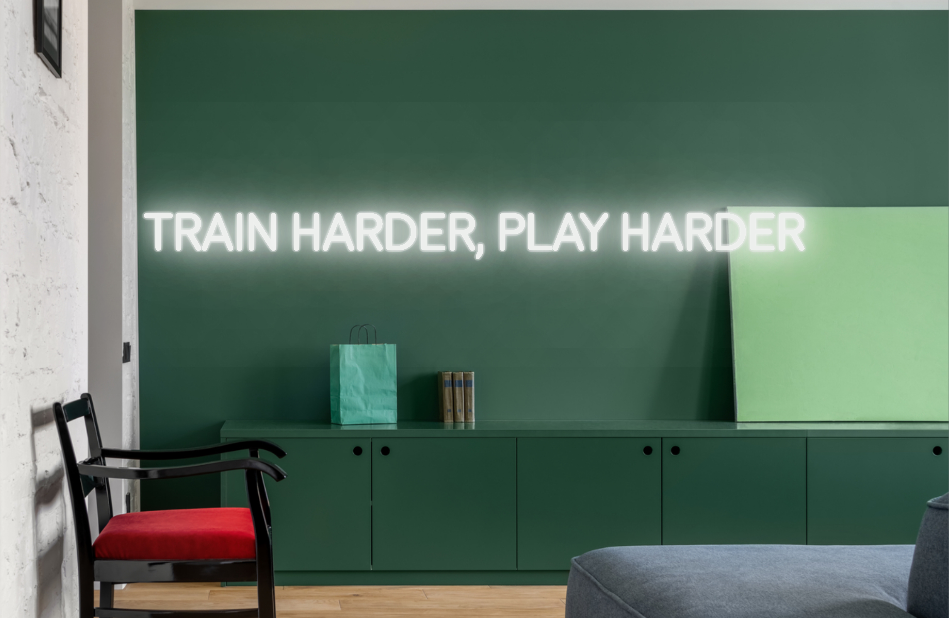 CUSTOM SIGN: TRAIN HARDER, PLAY HARDER