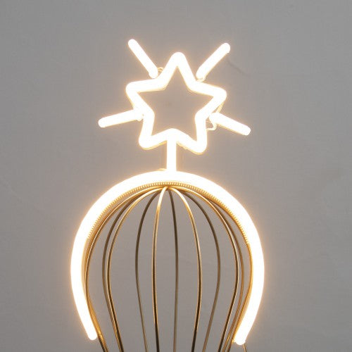 LED neon headband in warm white. Lights up with a supplied battery pack and can be customised.